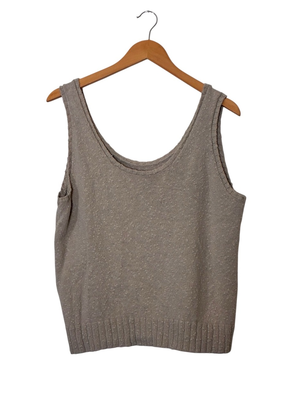 LOFT | Beige knit scoop neckline sleeveless loose sweater tank top size large